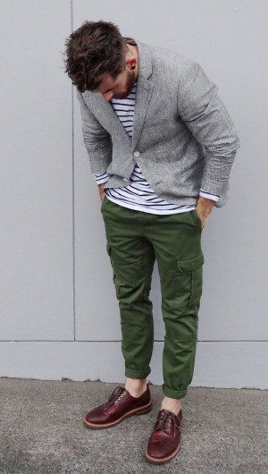 Green chinos mens outfit, men's clothing: 