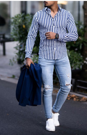 Blue outfit ideas with denim, shirt, jeans, tartan, t-shirt: 