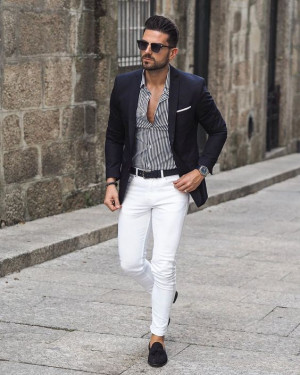 Combinacion pantalon blanco hombres slim-fit pants, men's clothing, men's style, sport coat: 