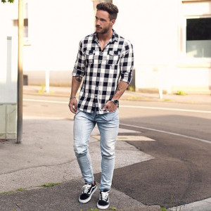 Men casual shirt outfit, t-shirt: 