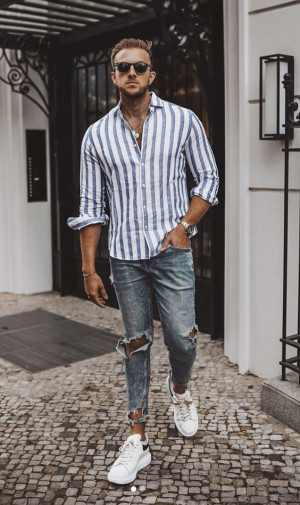Grey outfit inspo with jeans, denim, t-shirt, trousers, dress shirt: 