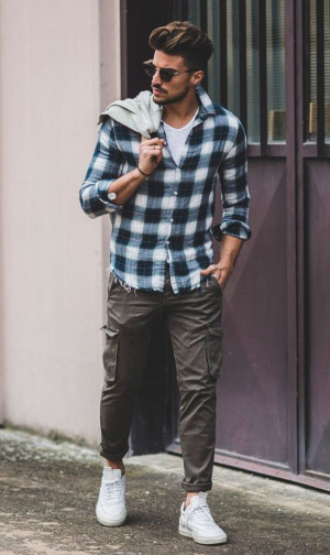 Guys Flannel Shirts, Flannel Shirt Outfits Ideas With Light Blue Casual ...