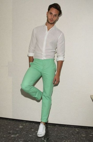 Mint pants outfit men, spring green: 