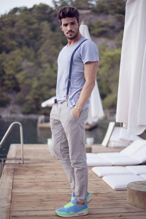 Suspenders on t shirt, men's style: 