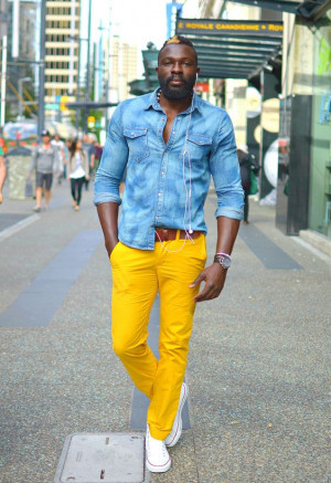 Yellow outfit inspo with jeans, denim, t-shirt, trousers, dress shirt: 