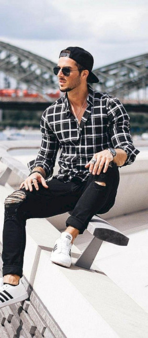 Cool men street outfit, men's clothing: 