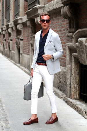 White clothing ideas with jeans, blazer, dress shirt: 