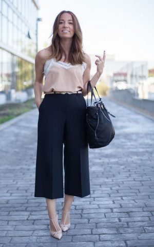Sleeveless blouse top look inspiration with t-shirt, trousers: 
