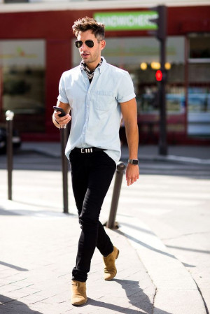 Short sleeve shirt and boots: 
