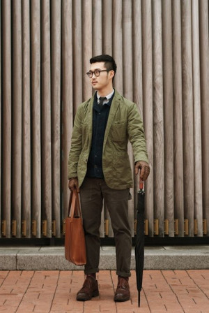 Wear dark brown chinos luggage and bags: 