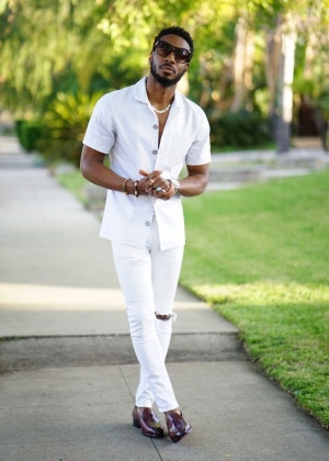 Full white outfit men, men's clothing: 