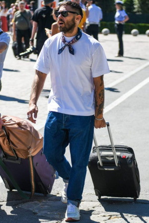 Style blue bandana men luggage and bags, men's clothing, t-shirt: 