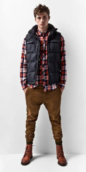 Vest with flannel shirt flannel shirt plaid: 