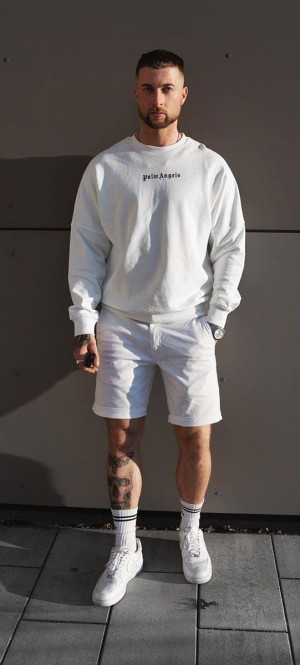 All white summer outfit men: 