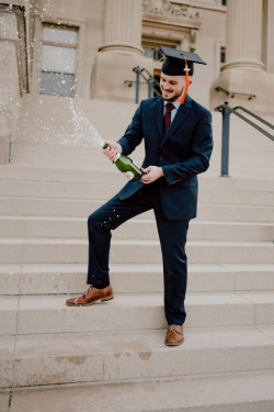 Celebrate in style by popping the cork while wearing your best Blue Outfit for graduation!: Electric blue,  Formal wear  