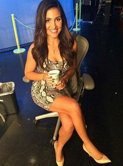 Coffee and sequins, now that's a perfect mix of office hotness!: Wardrobe malfunction,  molly qerim,  First Take,  Black hair  