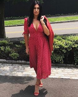 She Sizzles in a Red Wrap Dress with Strappy Heels to Match!: cocktail dress,  Hello Molly,  Formal wear,  molly qerim,  day dress  