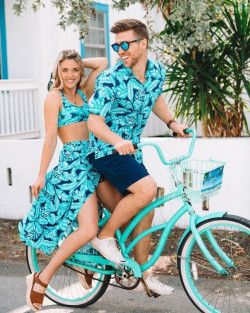 Get ready for summer goals with this cute matching outfit duo featuring lush leafy prints!: Couple costume  