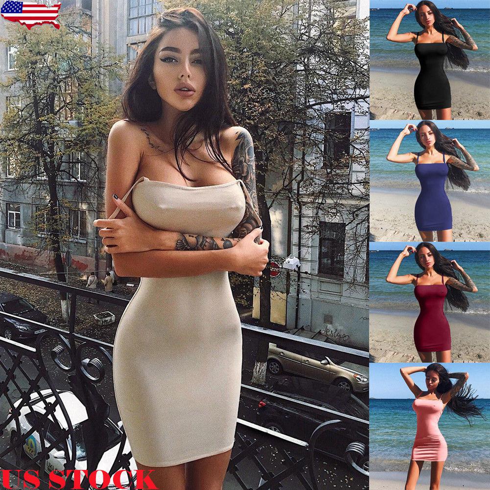 US Women's Bandage Bodycon Sleeveless Evening Sexy Party Cocktail Mini Dress