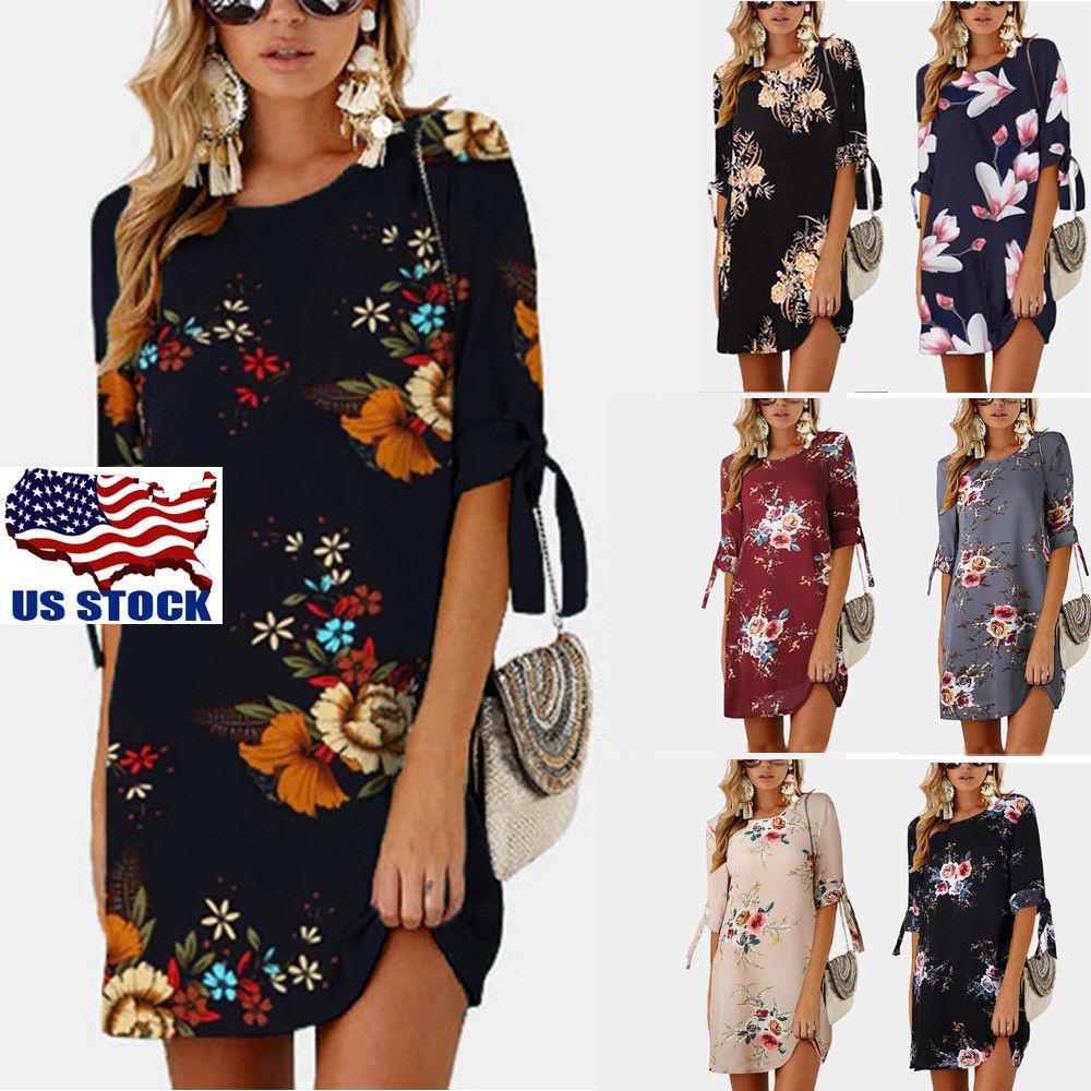 Boho Summer Women's Short Evening Party Cocktail Casual Dress Sundress Plus Size: 