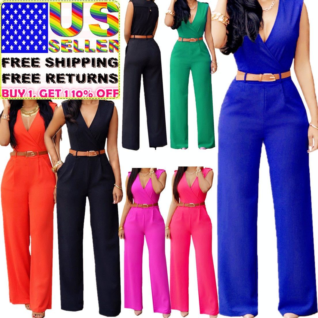 Women Jumpsuit Romper Sleeveless Playsuit Clubwear Trousers Bodycon ...