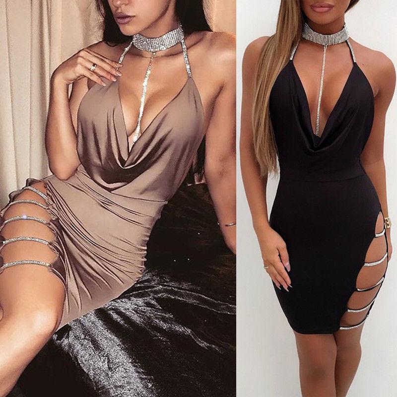 Women's Sleeveless Bandage Bodycon Evening Party Cocktail Club Short Mini Dress