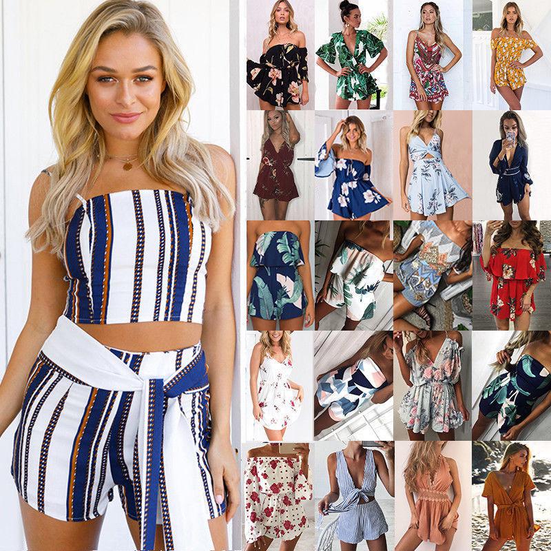 Women Ladies Summer Holiday Beach Mini Jumpsuit Playsuit Romper Dress Short Pant: holiday dress  