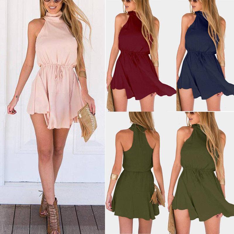 US Women Summer Casual Sleeveless Evening Party Cocktail Beach Short Mini Dress: Cocktail Mini Dress,  Women Sleeveless Dress,  Beach outfit  