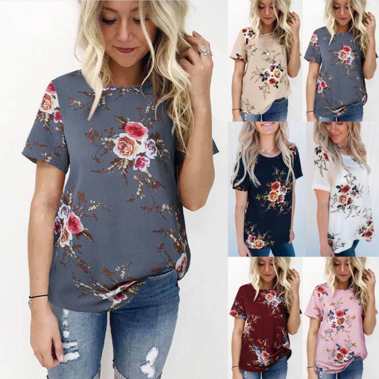 Plus Size Women's Blouse Short Sleeve Floral Print T-Shirt Comfy Casual Tops Hot: Printed T-Shirt  