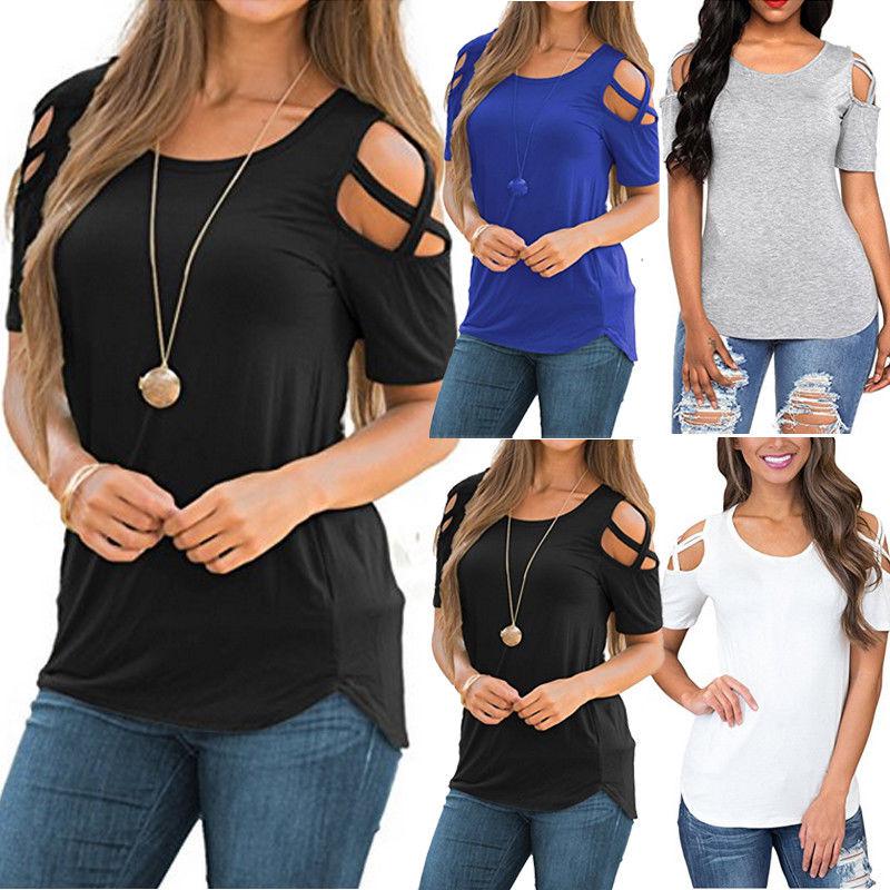 Women Ladies Summer Cotton Short Sleeve Casual Shirt Tops Blouse T-Shirt: 