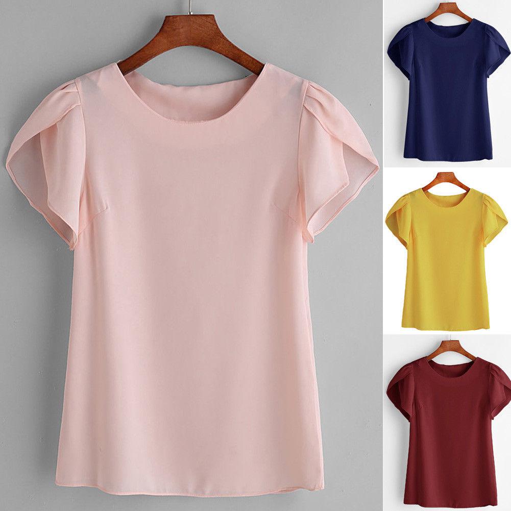 Women Summer Short Sleeve Blouse Tops Ladies Floral Loose T Shirt Casual Tee Top: Denim Outfits  