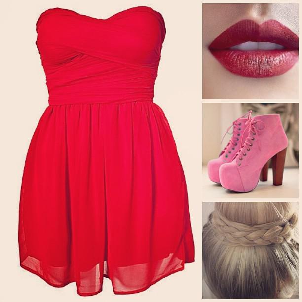 Cute Prom Outfit Ideas: #red #prom #outfit #2013 #cute #fashion #ootd #lips #makeup #hair #bun #braid #h...: 