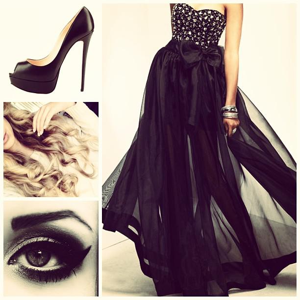 Prom outfit ideas tumblr: What color is your prom dress? #prom #black #hair #curls #soft #diamonds #studs ...