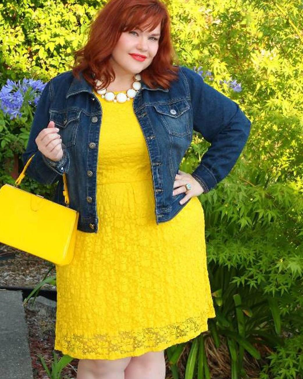 #plussize #yellowdress #denimjacket #instafashion #beyourself...