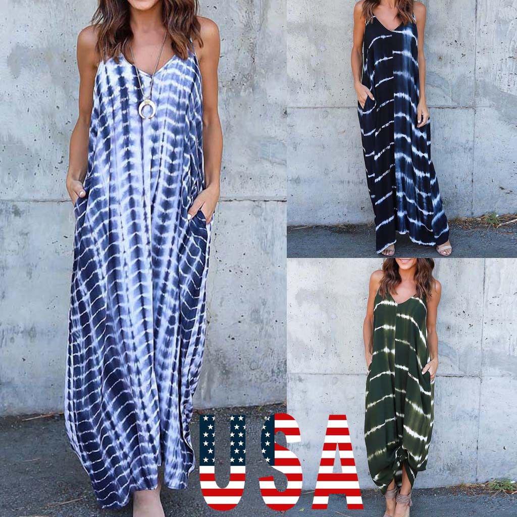 US New Women's Summer Beach Sleeveless Maxi Dress Party Evening Dress Plus Size: evening dress,  Women Sleeveless Dress  