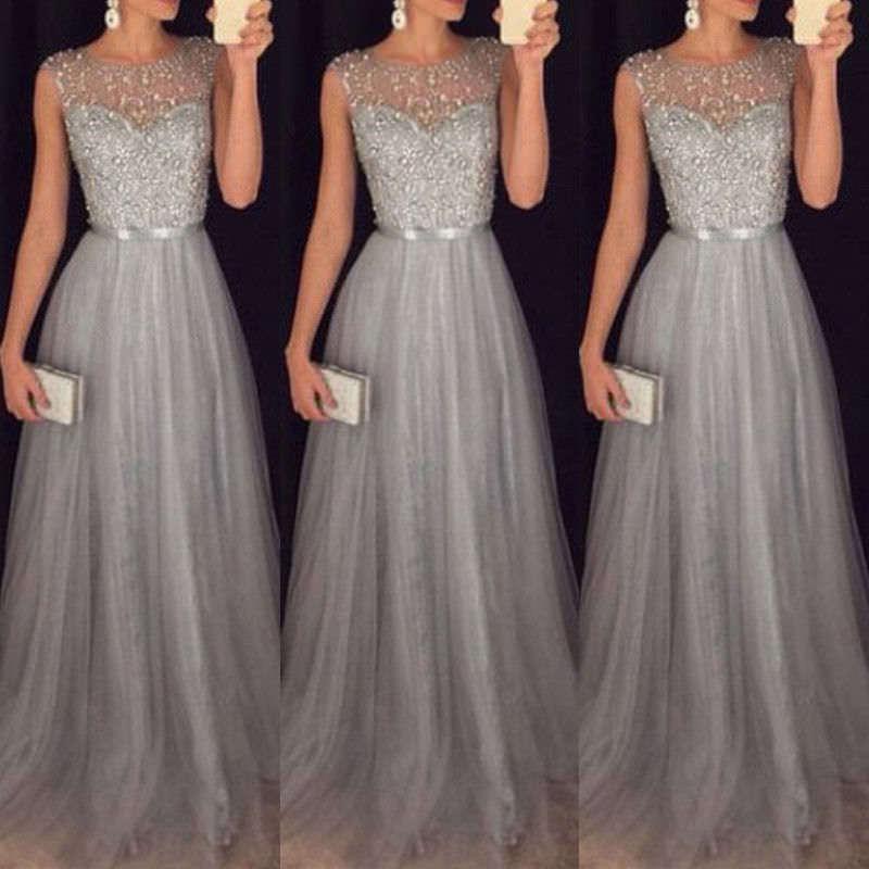 Women Formal Wedding Bridesmaid Long Evening Party Ball Gown Prom Cocktail Dress: Cocktail Dresses,  Long Dress  