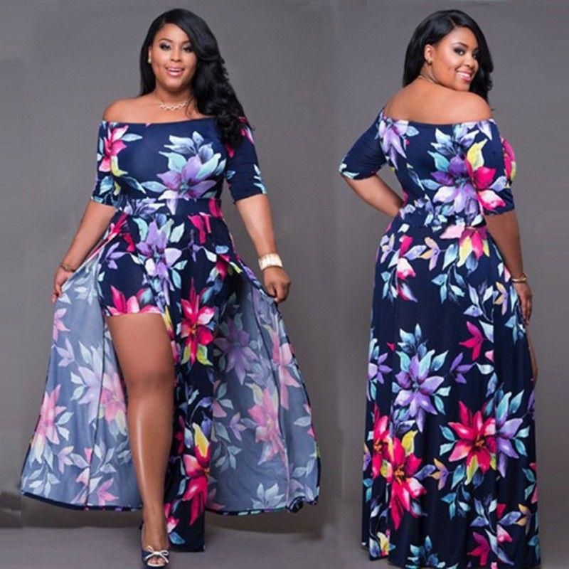 Summer Women Bodycon Romper Bandage Jumpsuit Playsuit Long Maxi Dress Plus Size: 