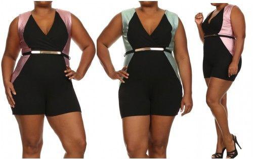 PLUS SIZE FUTURISTIC SCI-FI MINI CLUBWEAR JUMPSUIT ROMPER SHORTS NEW 1X 2X 3X: 