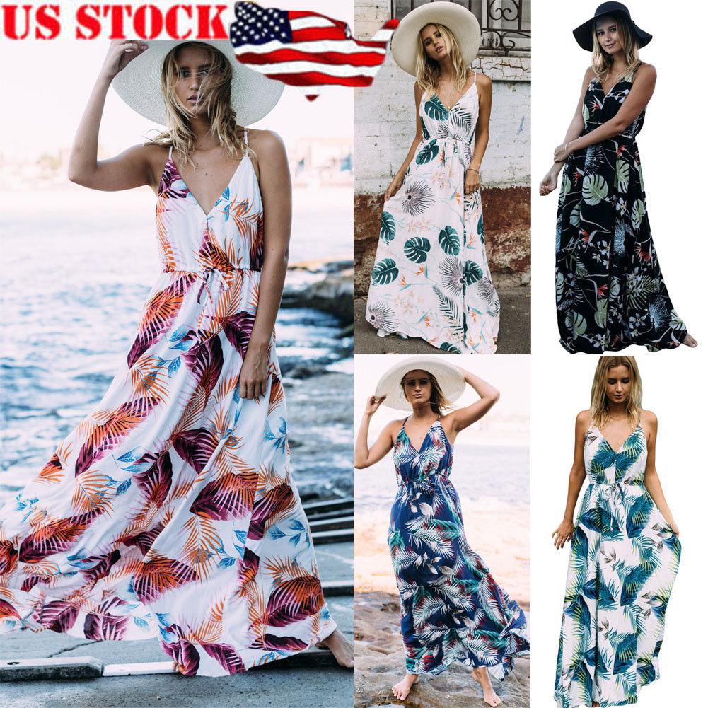 Women's Summer Boho Casual Long Maxi Evening Party Cocktail Beach Dress Sundress: Plus Size Party Outfits,  Casual Long Maxi  