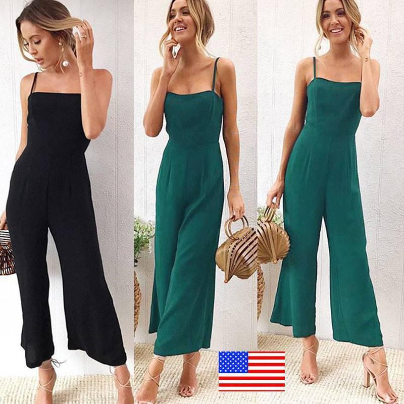 US Summer Womens Sleeveless Bodycon Playsuit Party Romper Long Jumpsuit Trousers: jumpsuit  
