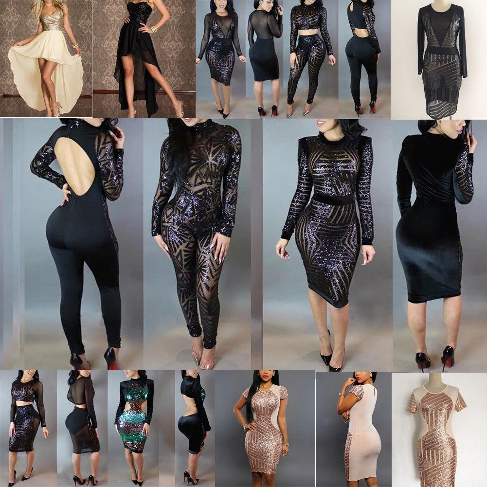 Women New Sequin Dress Clubwear Jumpsuit Rompers Cocktail Evening Wear 2 Pieces: 