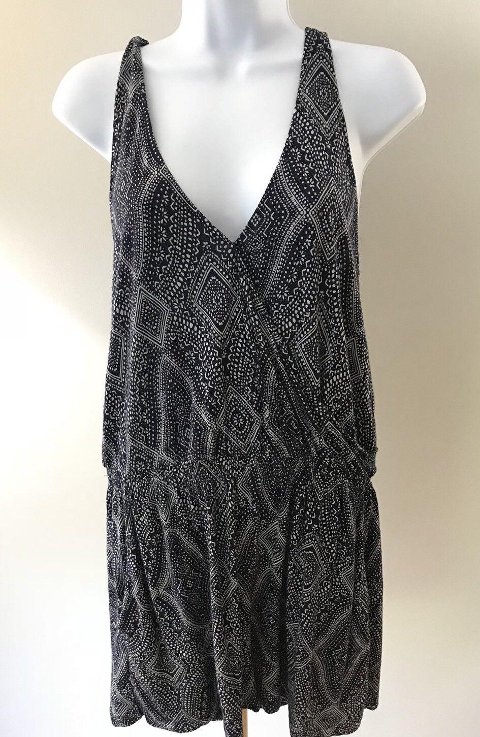 H&M Women’s Summer Romper Jumpsuit Sun Dress Size M Blue/White Sleeveless Shorts: Crochet Dress  