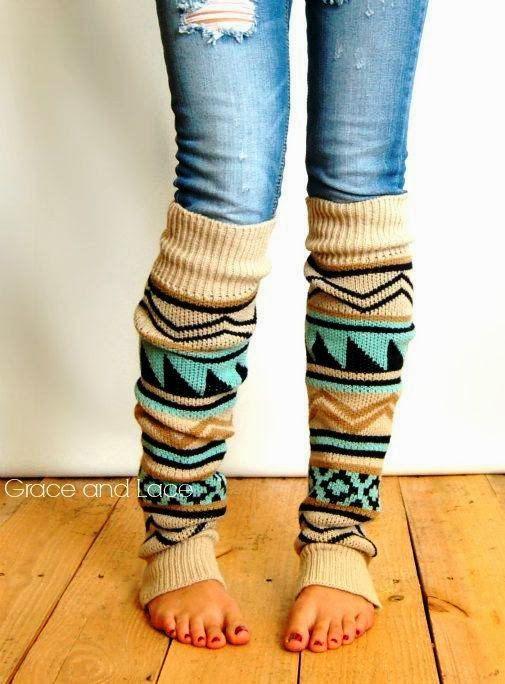 Outfits with Printed Tights: Winter aztec tribal print leg warmer trend.   I would wear these around the hous...: 