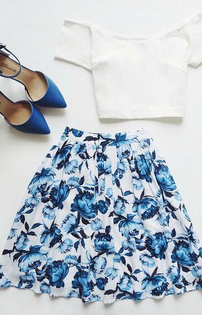 Wedding guest dresses for spring 2018 : Posy on Over Ivory Floral Print Skirt: Floral Midi,  Flowy skirt  