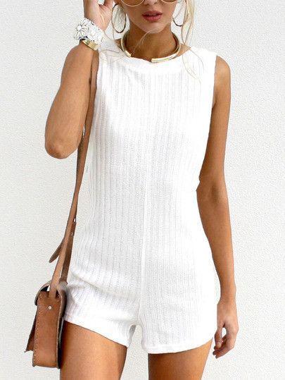 Cute Honeymoon Outfits Ideas: crew neck romper, preppy playsuit, white outfit, summer outfit - Lyfie: 