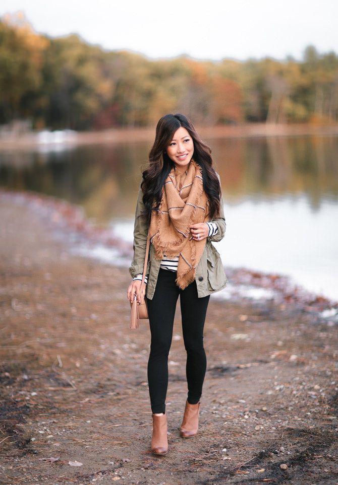 nice utility jacket + striped tunic tee + leggings // fall casual outfit idea by...