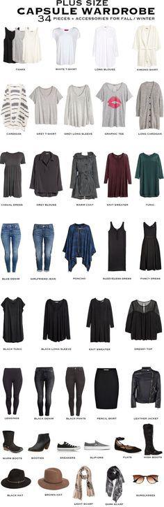 Outfits For Curvy Women : Plus Size Capsule Wardrobe for fall/winter. 34 pieces + accessories will transit...: Plus size outfit  