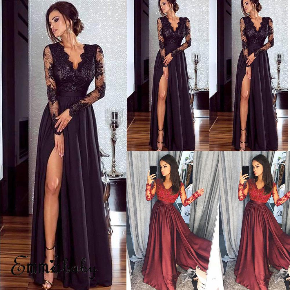 US Women Long Evening Party Ball Gown Cocktail Formal Wedding Bridesmaid Dress: 
