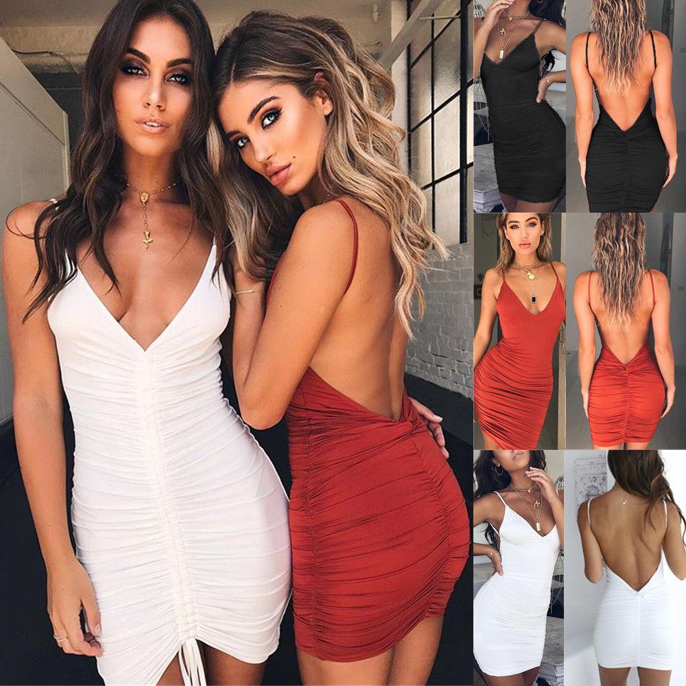 US Women Sexy V-neck Bandage Bodycon Slim Dress Cocktail Clubwear Evening Party: Bodycon dress  