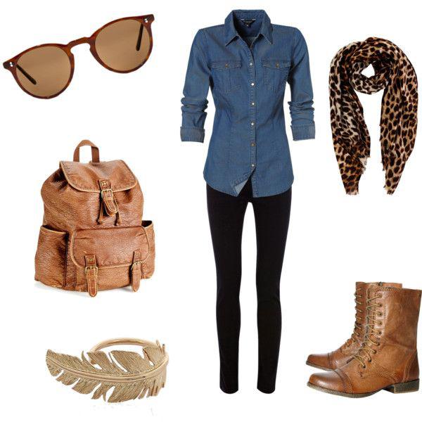 Winter Outfit IdeasBrown Boots & A Denim Shirt: Denim Outfits,  Polyvore Outfits 2019,  Blue shirt  